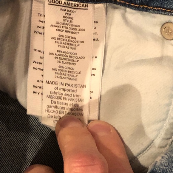 Good American Medium Blue Raw-Hem Crop Mini Boot Jeans - Picture 5 of 13